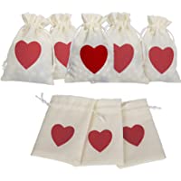 Schneespitze 8 Piezas Pequeñas de Lino Muselina-Bolsos de Lino Retro Bolsillos-Bolsillo de Corazón de Arpillera Vintage…